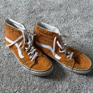 Orange High-Top Vans with White Accents